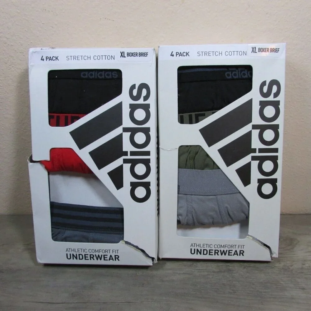 2x Adidas Men's XL Stretch Cotton Boxer Briefs 3 Pack (6 Total Pair)